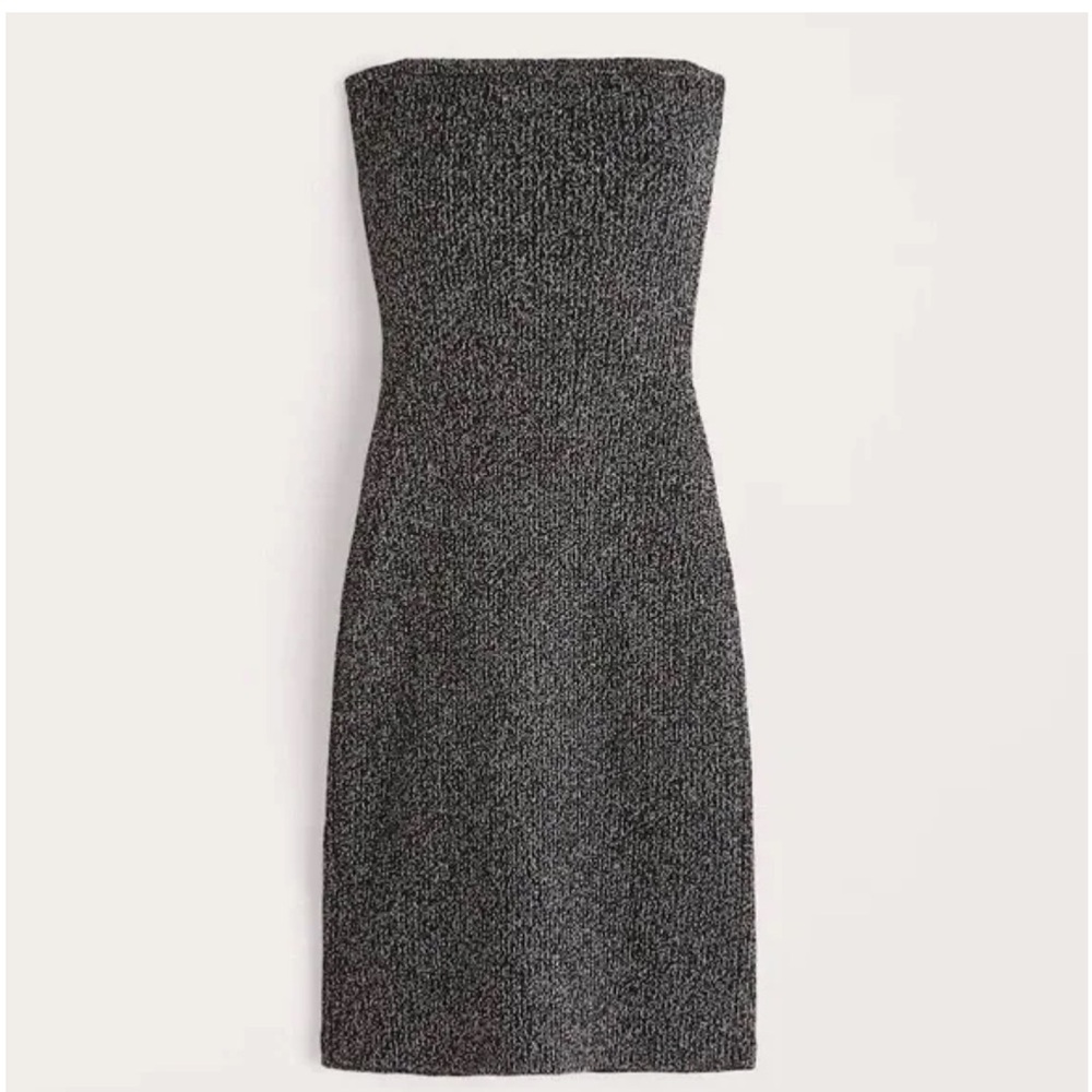 Abercrombie & Fitch Sparkle Knit Strapless Tube Mini Sweater Dress Black XLT